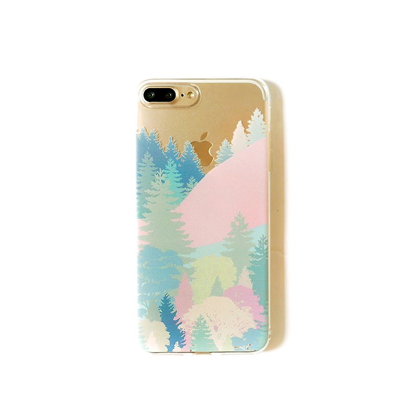 Pink Forest Transparent Phone Case - เคส/ซองมือถือ - ซิลิคอน สึชมพู