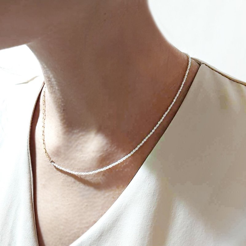 14KGF Unisex Pearl Necklace - Necklaces - Pearl White