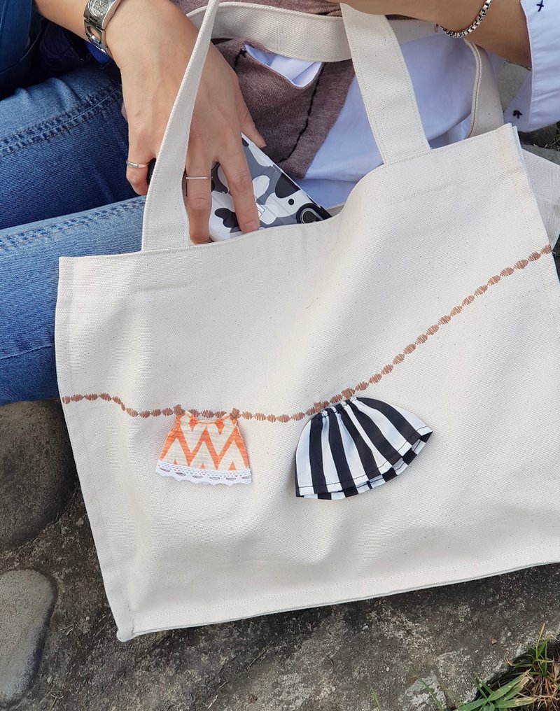 ハンガーショルダーキャンバスバッグ - トートバッグ・ハンドバッグ - コットン・麻 ホワイト