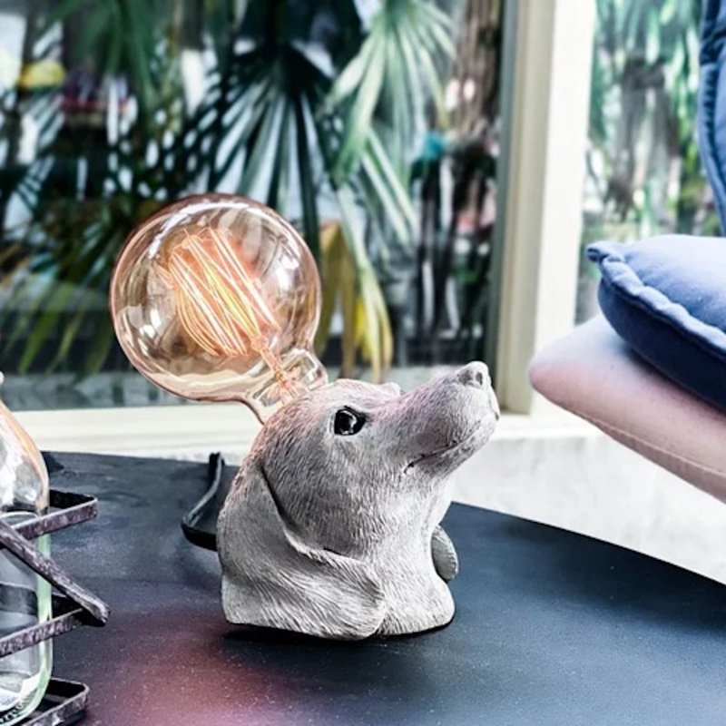 曙MUSE 臘腸狗水泥桌燈 LED燈 鎢絲燈泡 USB燈 擺飾 - 燈具/燈飾 - 水泥 灰色