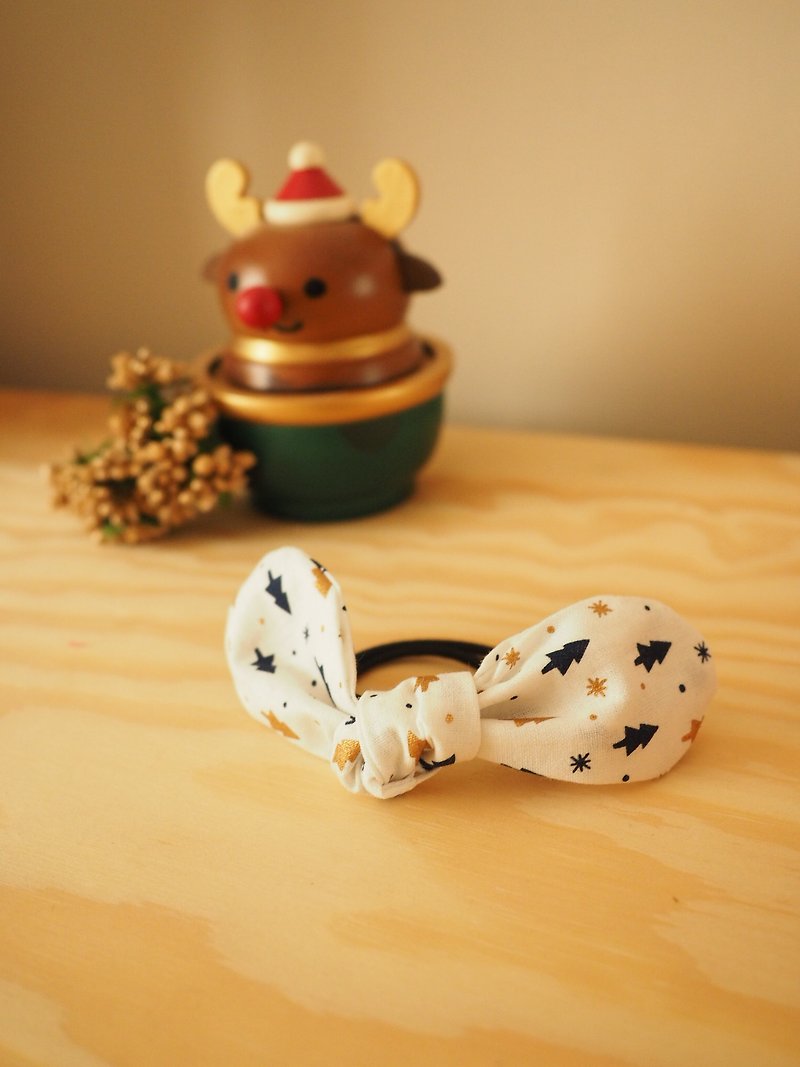 Christmas Limited Edition Handmade Elastic Headband Customized for Adult and kid - หมวกเด็ก - ผ้าฝ้าย/ผ้าลินิน ขาว