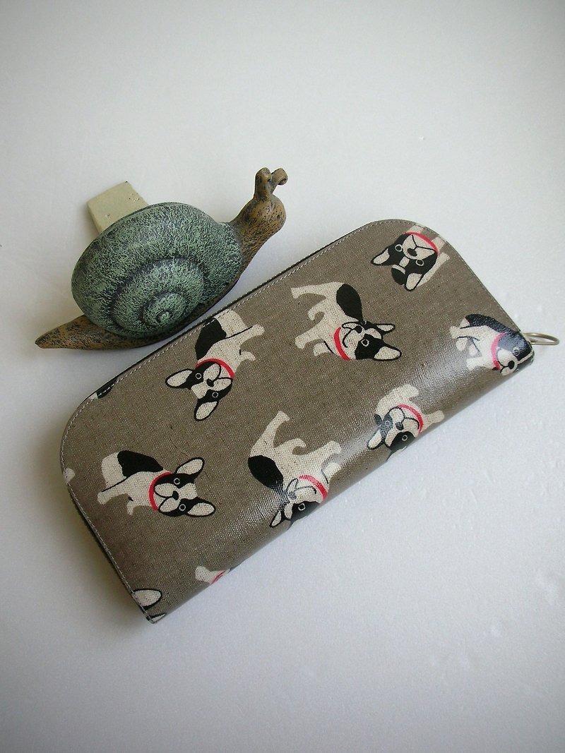 French dog tarp - long clip/wallet/purse/gift - Wallets - Waterproof Material Gray