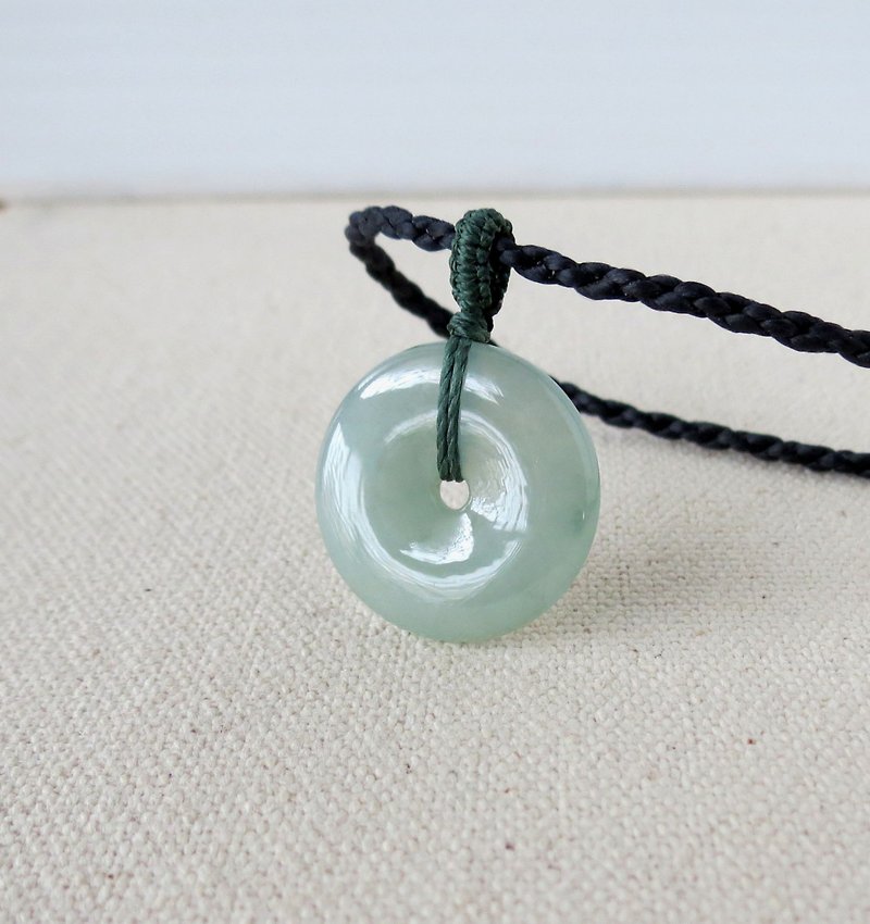 Zodiac Year [Ping An‧ Ruyi] Lucky Button Jade Silk Wax Necklace ST12 [Four Units] Lucky - สร้อยคอยาว - เครื่องเพชรพลอย สีดำ