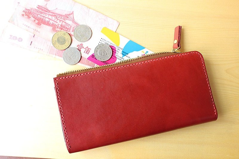 Long clip / vegetable tanned leather / hand-stitched / wallet / PURSE - กระเป๋าสตางค์ - หนังแท้ หลากหลายสี