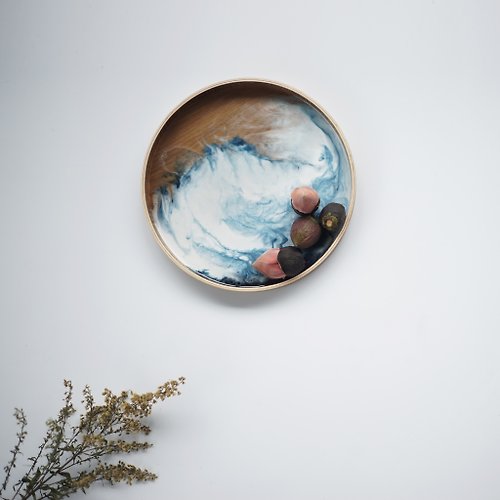 agape 【 藍山雪海・月球體・木製トレイ扥盤】21cm