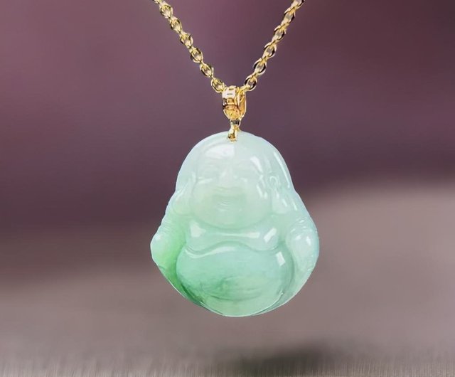 値下げ 翡翠 ブッダ ペンダントヘッド チャーム 14K green jade