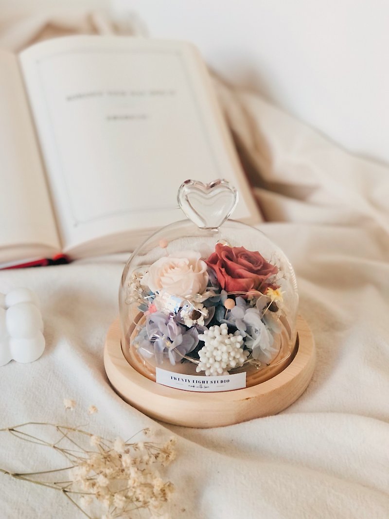 Heart Bell Jar String Light Edition Dry Rose - Dried Flowers & Bouquets - Plants & Flowers Red