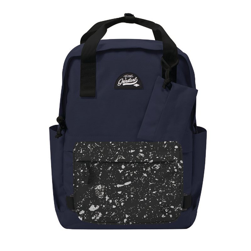 Grinstant Mix and Match Detachable 15.6" Backpack - Adventure Series (Navy Blue with Spray Paint) - กระเป๋าเป้สะพายหลัง - เส้นใยสังเคราะห์ สีน้ำเงิน