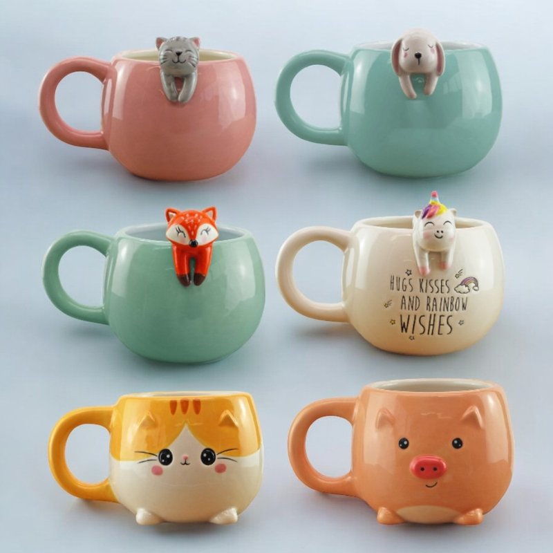 Pet Friend Series Mug (6 styles) - แก้วมัค/แก้วกาแฟ - ดินเผา หลากหลายสี