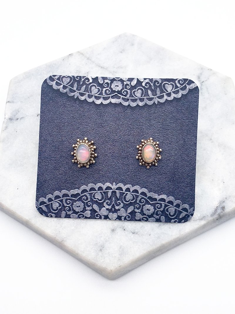 Opal 925 sterling silver fireworks design earrings Nepal handmade mosaic production - Earrings & Clip-ons - Gemstone Silver