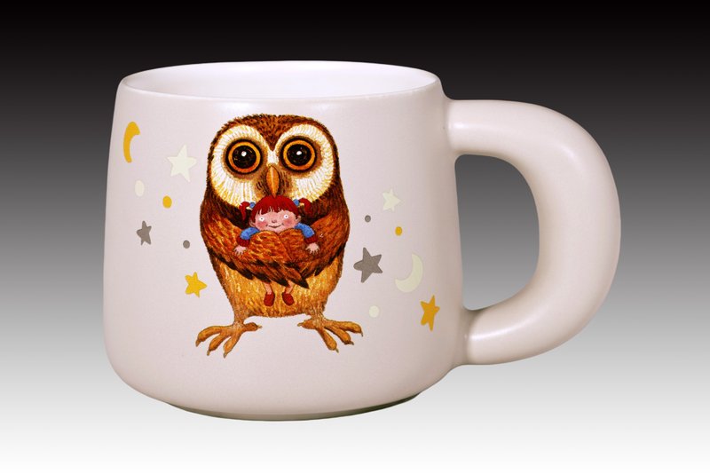 幾米 擁抱 日日馬克杯 貓頭鷹(銀灰釉) - 咖啡杯/馬克杯 - 瓷 灰色