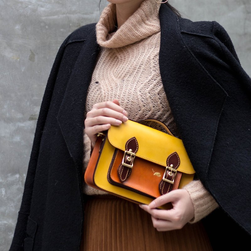 9''Cambridge Satchel - Messenger Bags & Sling Bags - Genuine Leather Yellow