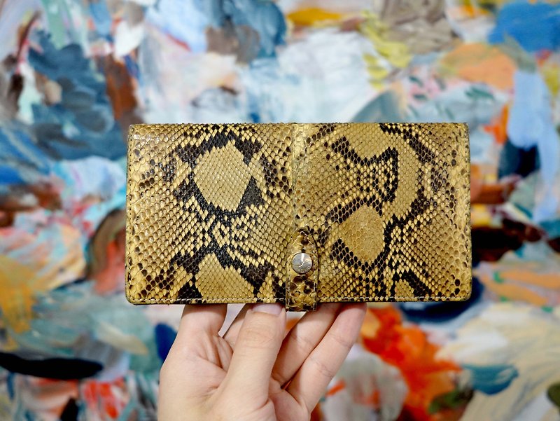 British middle-aged MONICA mustard yellow snakeskin Silver wallet high-end second-hand antique jewelry