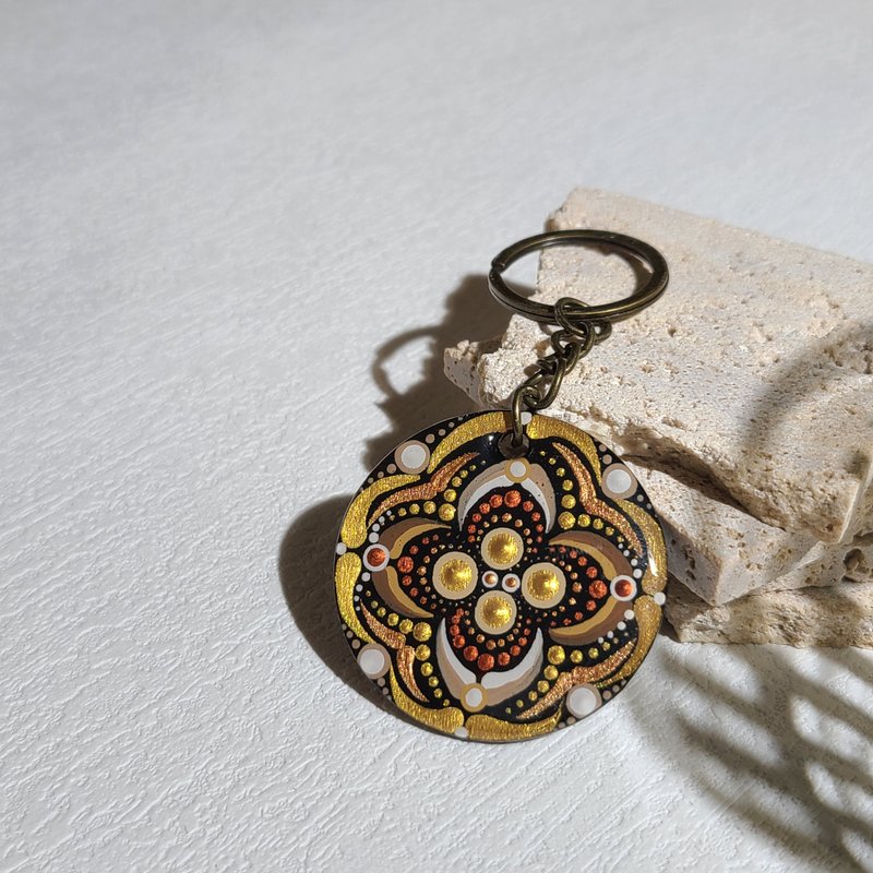 Mandala hand-painted mandala key ring / key chain / charm - Keychains - Waterproof Material White