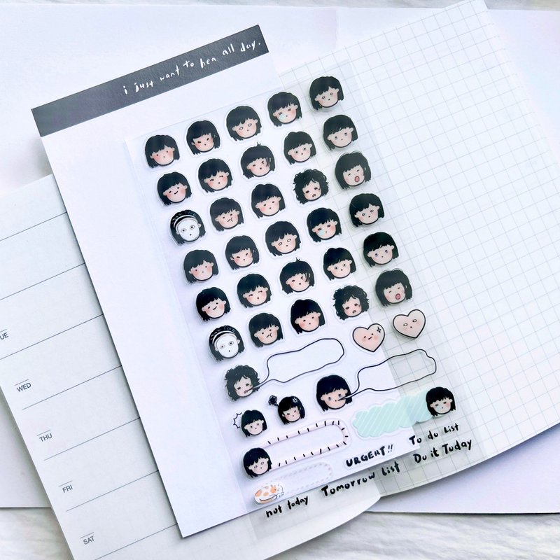 Miss Ng Yuk Sticker Sheet Vol.6 Daily Emotions Clear Sticker - สติกเกอร์ - กระดาษ ขาว