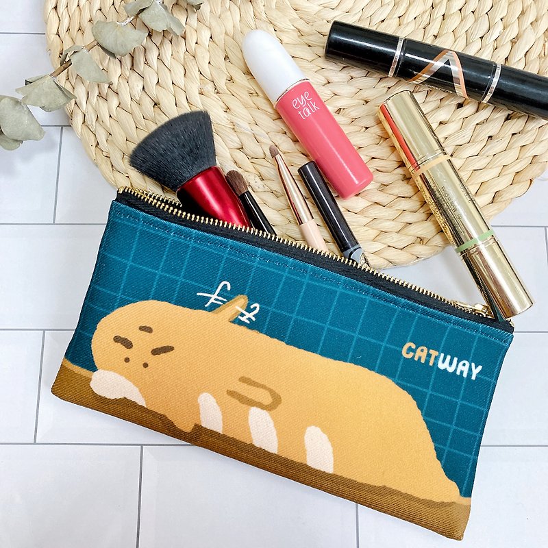 Double-sided Pattern Pencil Case | baguette cat subway  | Littdlework - Toiletry Bags & Pouches - Cotton & Hemp Multicolor