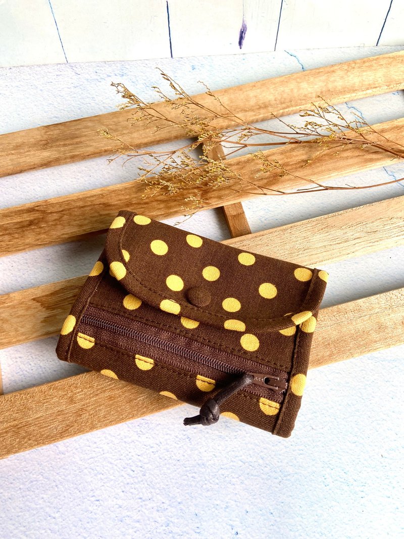 水玉點點短夾 自動分類鈔票零錢 母親節 生日換禮物 棉布製作 - 錢包/皮夾/長短夾 - 棉．麻 