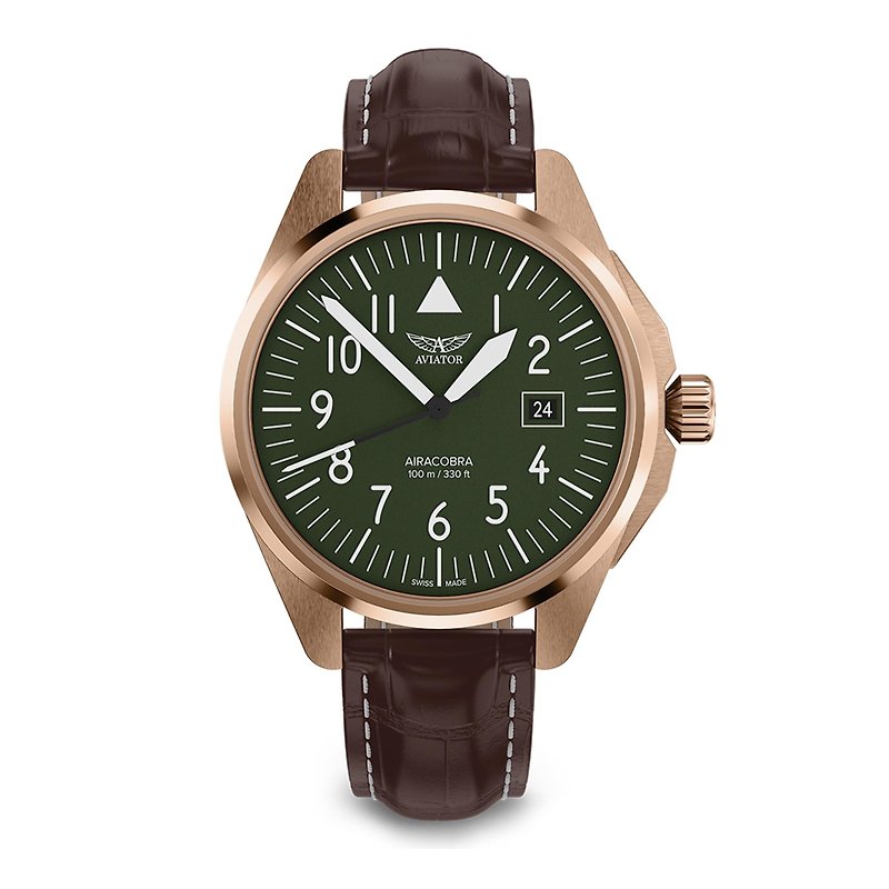 AIRACOBRA P43 TYPE A 飛行風格腕錶 - 男錶/中性錶 - 不鏽鋼 金色