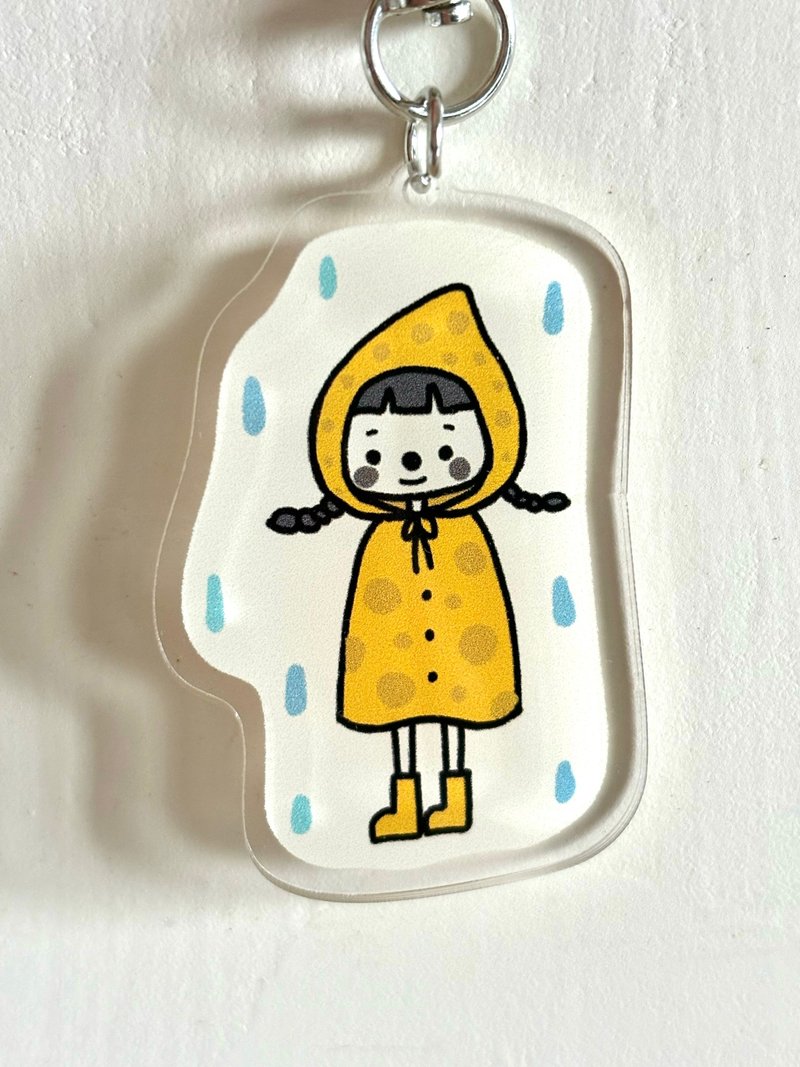 Yellow Raincoat Sister Acrylic Keychain - Keychains - Acrylic 