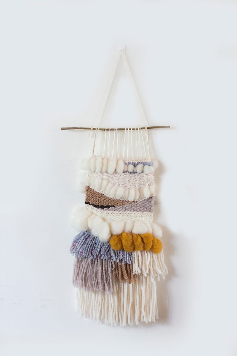 Hand - woven tapestry - ตกแต่งผนัง - ขนแกะ สีทอง