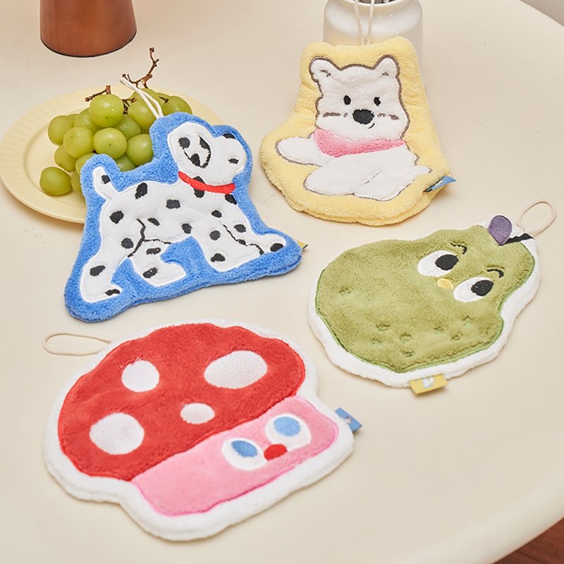 Cute cartoon coral fleece small towel strong water absorption kitchen hanging dry hand towel bathroom hand towel - ผ้าขนหนู - เส้นใยสังเคราะห์ 