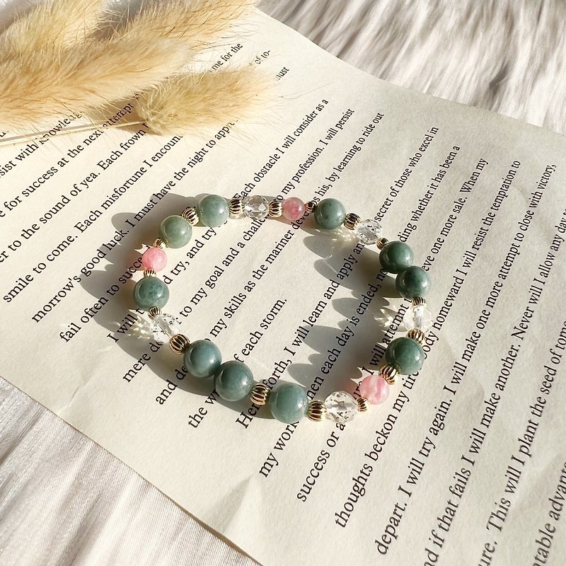 Christmas//Jade rhodonite melon material emerald white crystal natural stone crystal bracelet bracelet - Bracelets - Crystal 