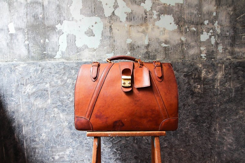 袅袅 department store -Vintage portable cowhide caramel antique bag retro - Messenger Bags & Sling Bags - Genuine Leather 