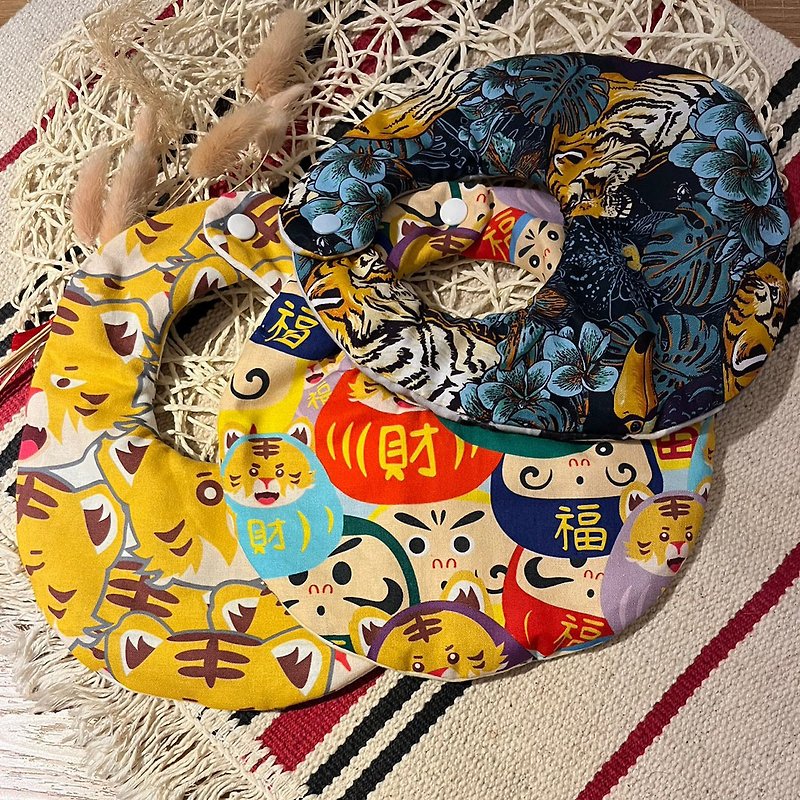 Bibs for infants and young children. Six layers of thick yarn. Big egg pockets. Saliva towels. Tigers. Animal parties. Flowers - Bibs - Cotton & Hemp Multicolor