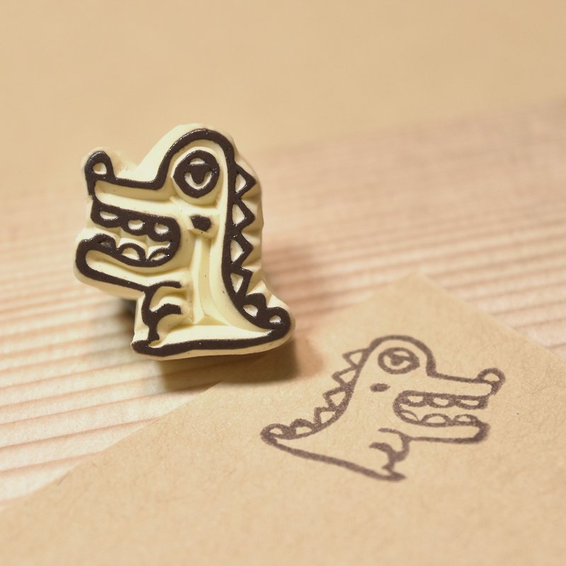 Sleeping little crocodile handmade rubber stamp - Stamps & Stamp Pads - Rubber Khaki