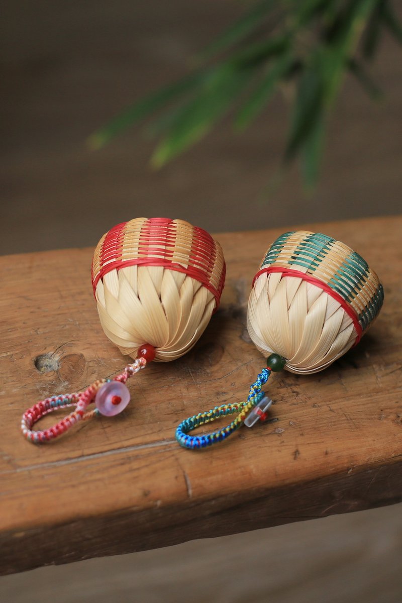 Bamboo weaving series | Colorful bells and bamboos to announce peace | Ornaments and bags for car hanging | Glass peace buckle - Charms - Bamboo 