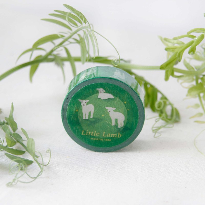 Little Lamb Masking Tape - 紙膠帶/和紙/PET - 紙 綠色