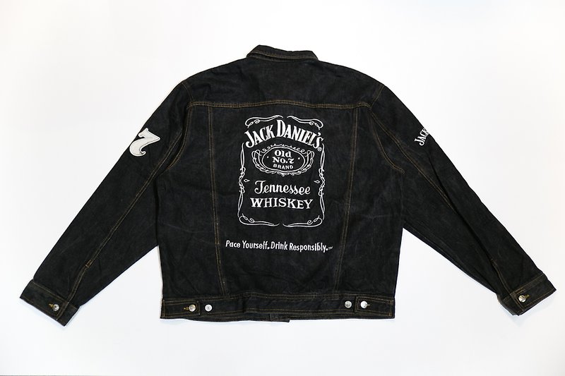 3thclub銘仁棠 Jack Daniel's 威士忌 牛仔外套  vintage JDJ-014 - 外套/大衣 - 棉．麻 黑色