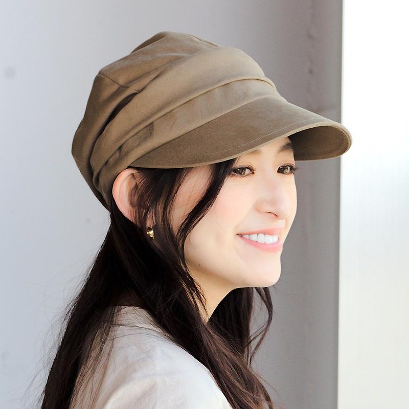 棉質報童帽遮陽純色日常帽女士 ICHIYONPLUS icas0200 - 帽子 - 棉．麻 咖啡色