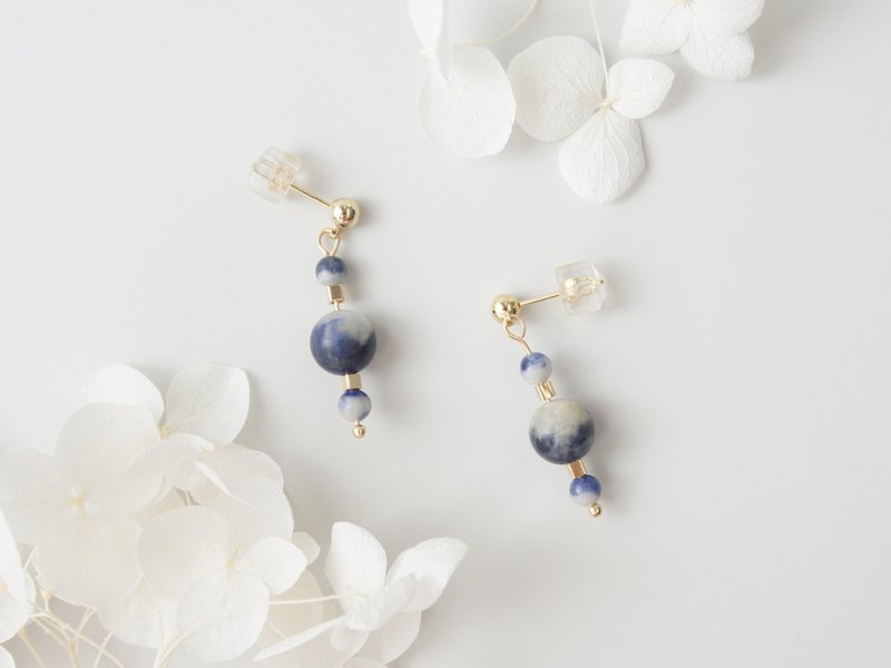 冥王 Sodalite 蘇打石 耳環 - 耳環/耳夾/耳骨夾 - 寶石 藍色