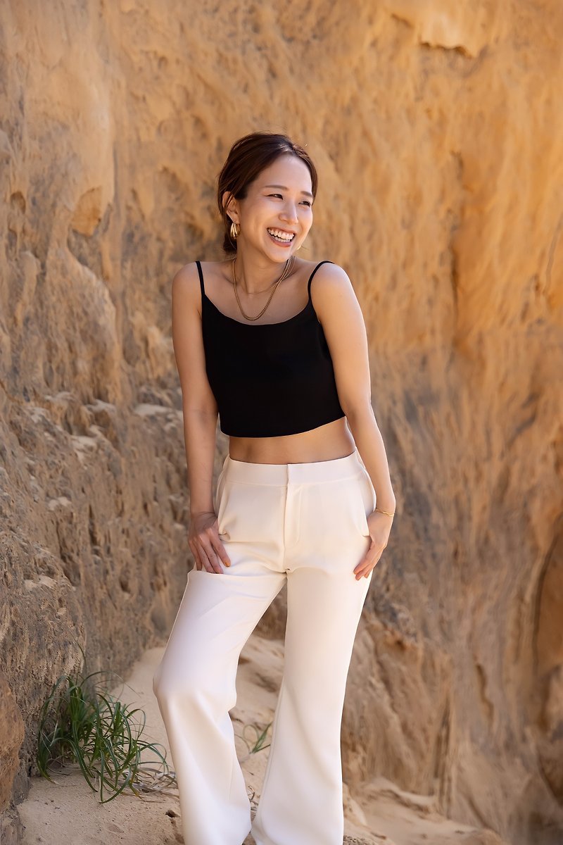 【made in Japan】bootcut stretch slacks - Women's Pants - Eco-Friendly Materials White