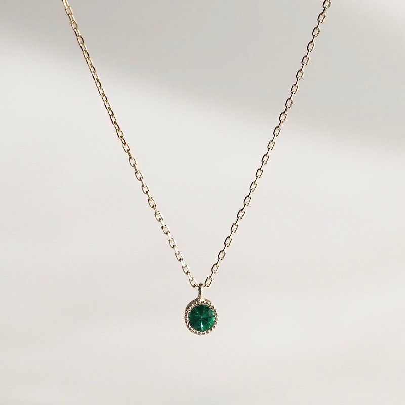 Emerald birthstone pendant P033K10EM - 項鍊 - 寶石 綠色
