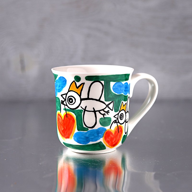 Happy birds・mug1 - 咖啡杯 - 瓷 綠色