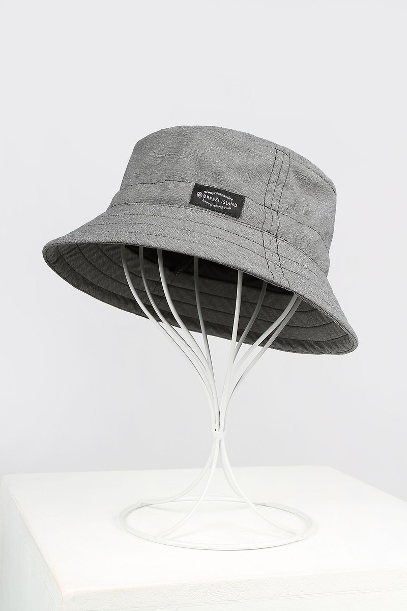 Water-repellent Packable Bucket Hat - Heatehr Grey - หมวก - เส้นใยสังเคราะห์ สีเทา