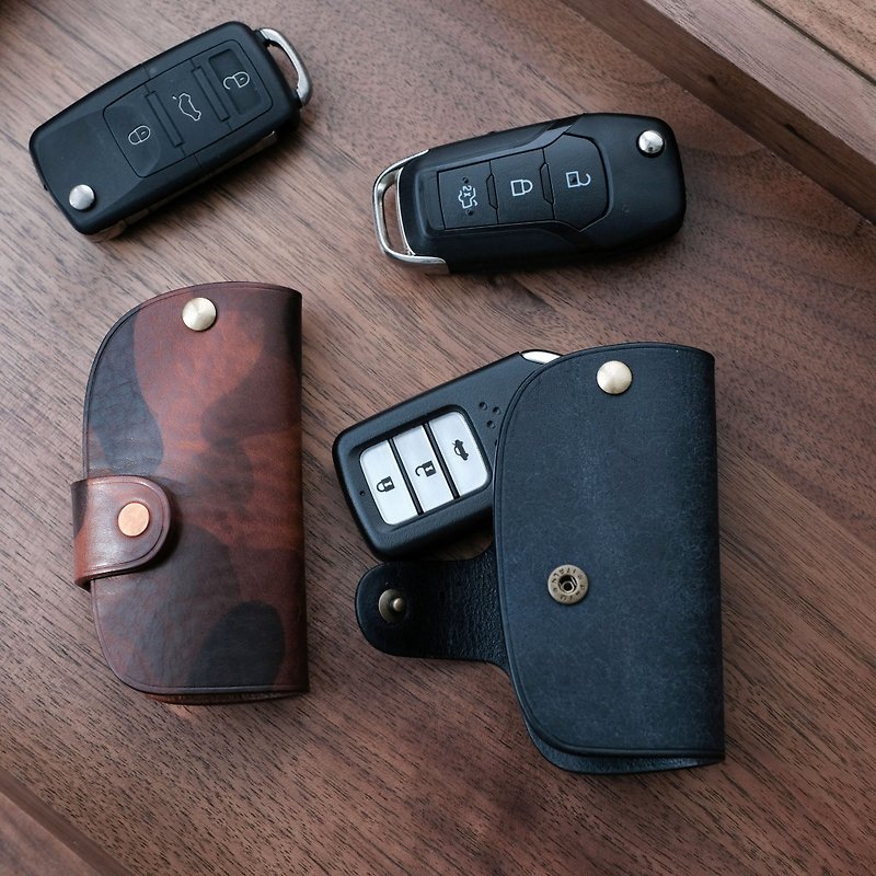 [Yuji] Handmade genuine leather single-layer key bag remote control leather case key ring - Keychains - Genuine Leather Multicolor