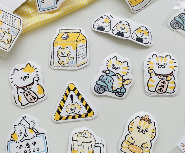 Waterproof stickers/3 small cats single large stickers - cats resting -  Shop 3-little-cat Stickers - Pinkoi