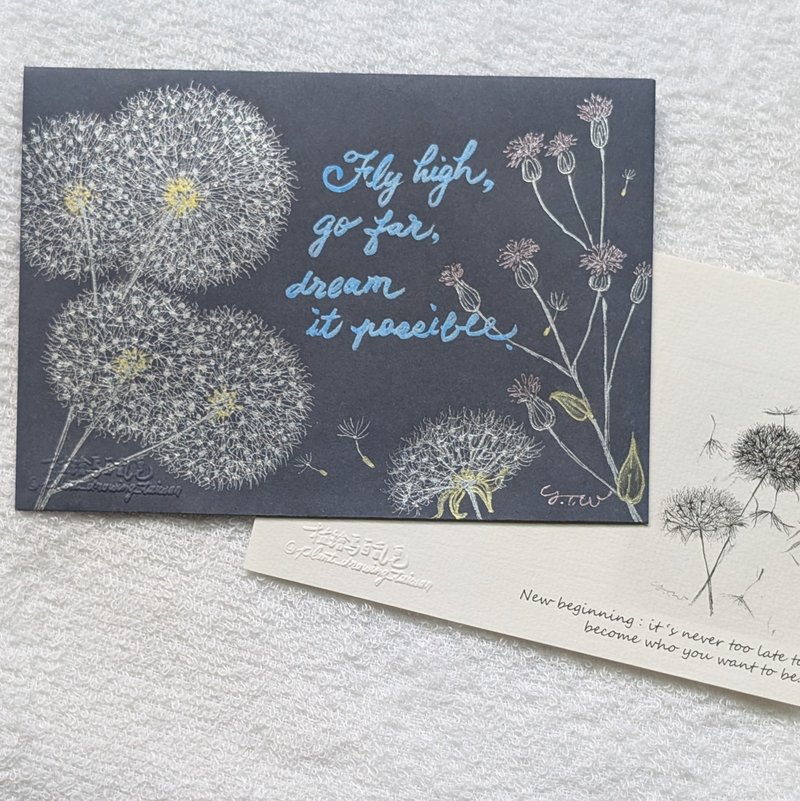 Dandelion European-style envelope/hand-painted and handwritten/comes with a universal card of the same flower - Cards & Postcards - Paper 