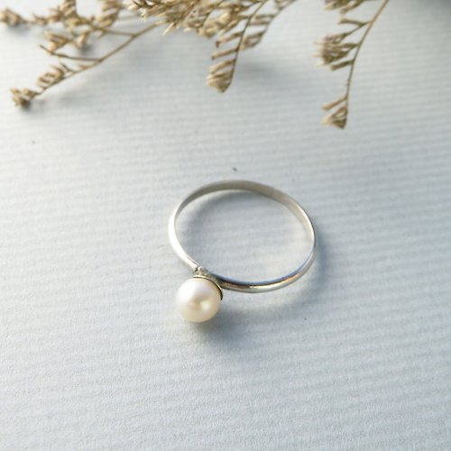 US Size 9 T6517 Natural River Pearl Handmade Indian 925 Sterling Silver Ring 