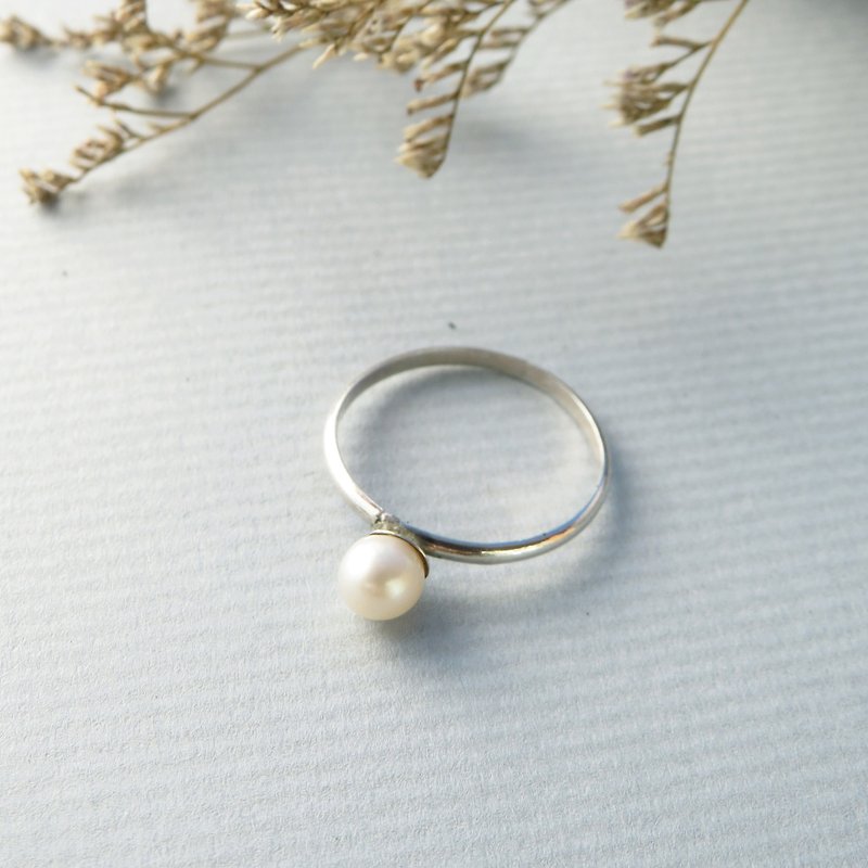 小清新系列 / 天然小珍珠戒指 / 925銀 - 戒指 - 寶石 白色
