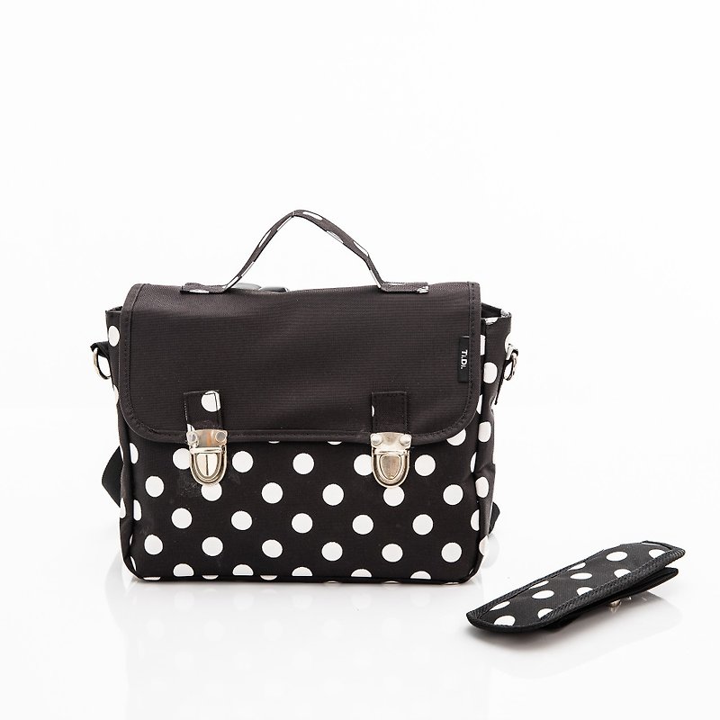 TiDi black and white dot French style children's schoolbag - กระเป๋าเป้สะพายหลัง - วัสดุกันนำ้ สีดำ