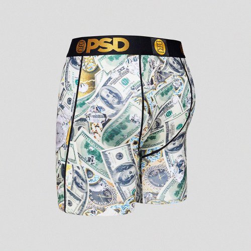 PSD Underwear MONEY LUX-Flat Boxer-Inverted Benjamin-Charcoal Gray