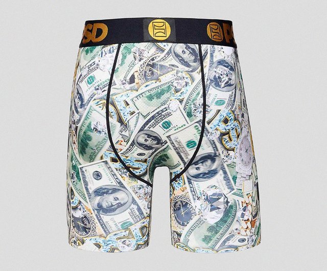 PSD Underwear MONEY LUX-Flat Boxer-Inverted Benjamin-Charcoal Gray