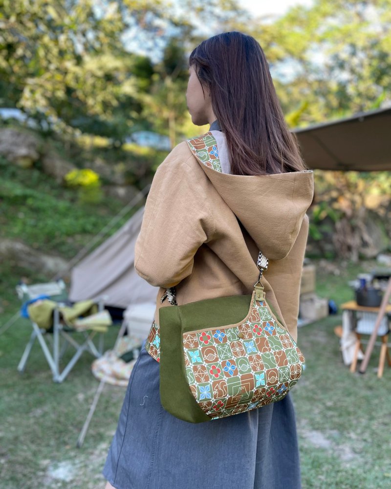 [Sen Zhihai] Original window grille ingot bag / crossbody bag - Messenger Bags & Sling Bags - Other Materials Green