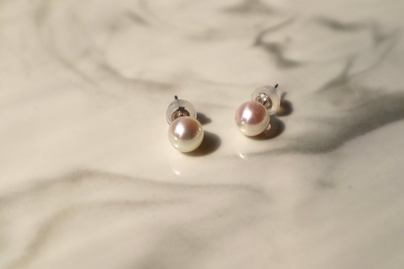 Lune Lapin 7.5-8 8.5-9Japan Akoya Pearl Earrings Tenyo 18KWG - Earrings & Clip-ons - Pearl Pink