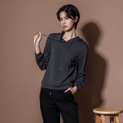 MEDUSA LADY 【MEDUSA】超親膚灰色側排釦運動帽T(M-XL) | 休閒上衣 連帽上衣