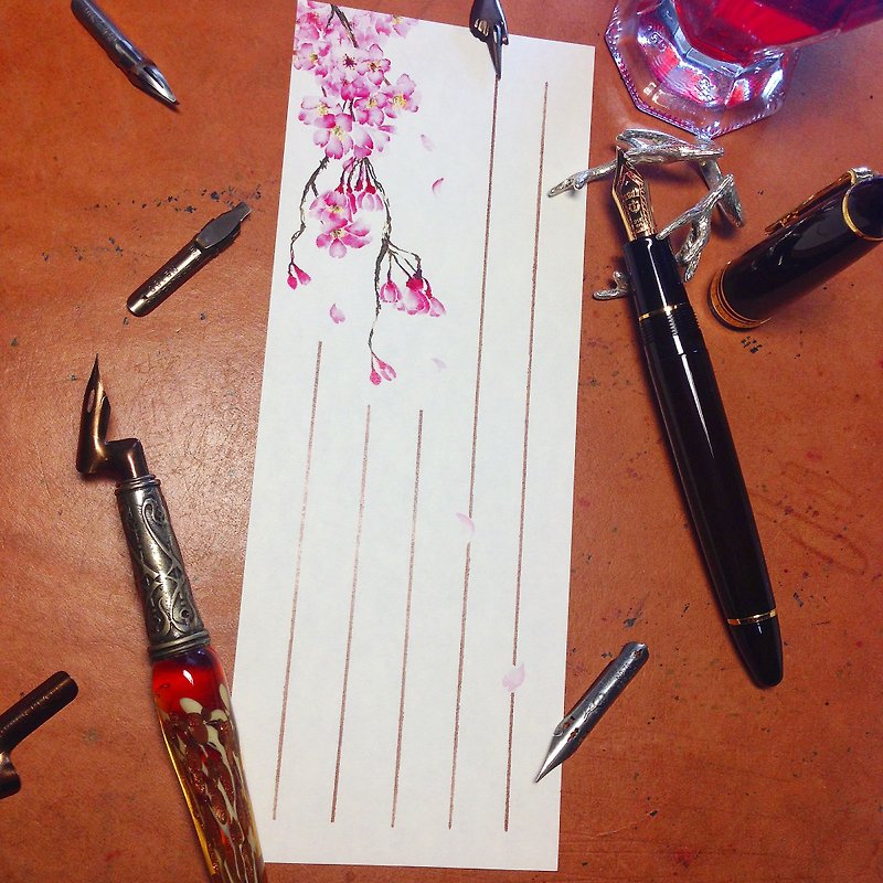 A Stroke of Flower Notes~Ink Painting-Takizakura-(20 sheets per pack) - กระดาษโน้ต - กระดาษ 